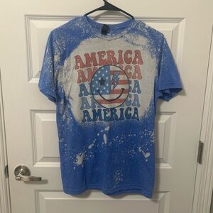 Blue and White America Graphic T-Shirt